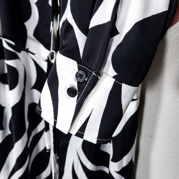 NEW Worthington Graphic Print Dress Retro Graphic Mod Collared Black White Sz L - Picture 9 of 13